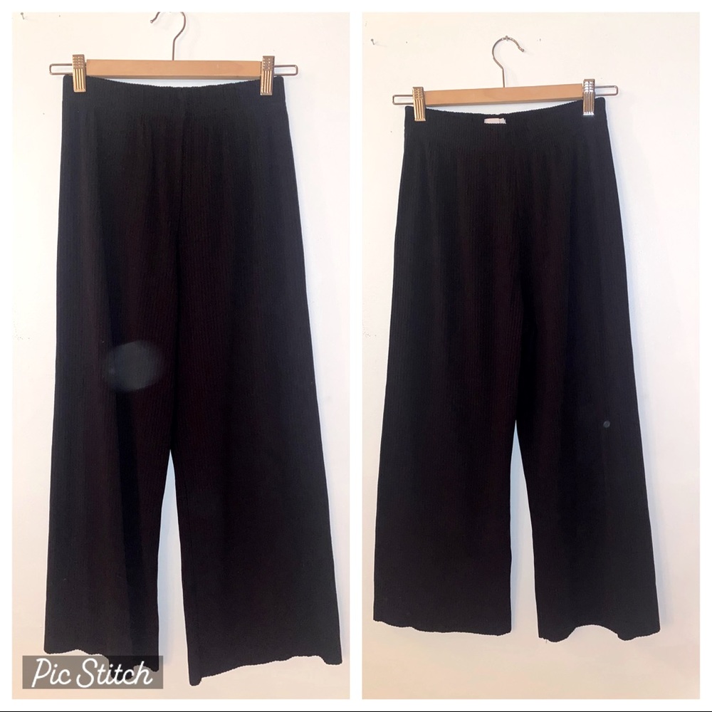 High waisted ribbed wide leg pants